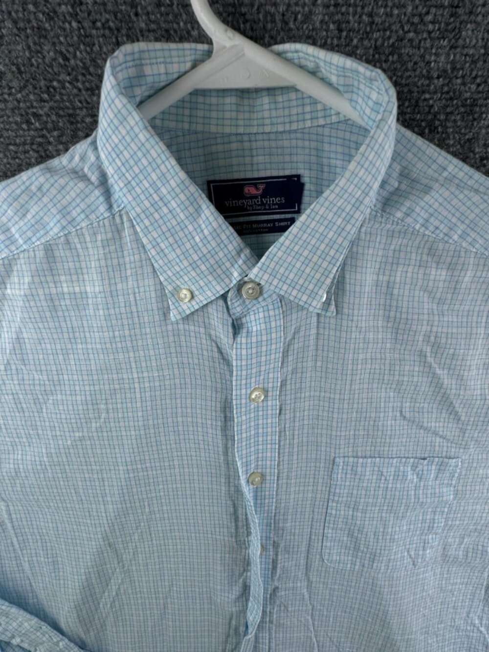 Vineyard Vines Button Up Long Sleeve Cotton Large Blue Check Classic Murray